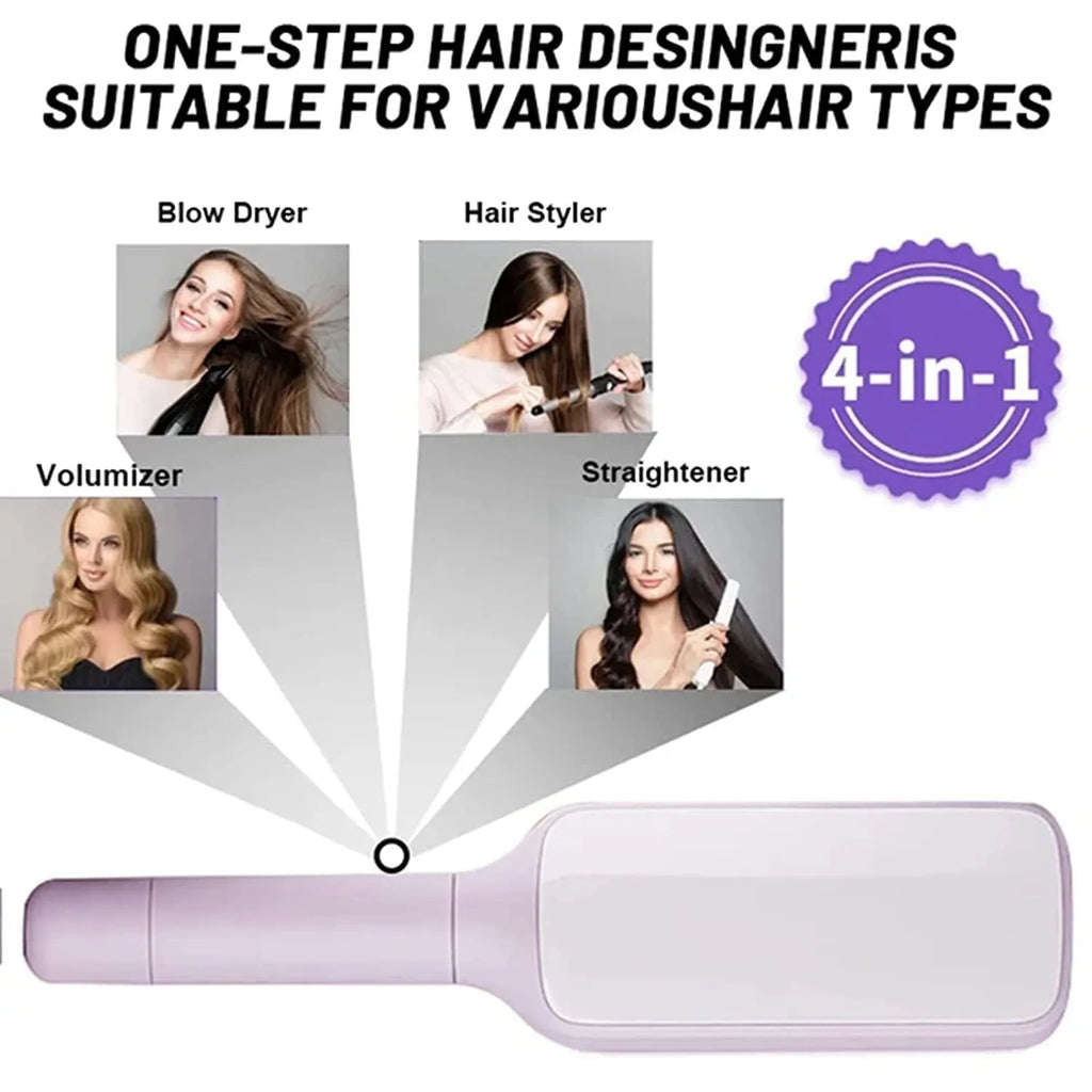 Self-cleaning hair brush with anti-static massage comb in purple colour