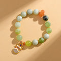 Handmade jade pendant bracelet with green milk-in-water Xingshi stone and 10mm geometry-shaped pendant
