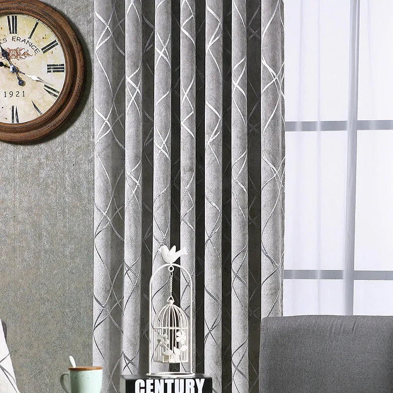 Modern chenille blackout curtain in solid colour with jacquard texture