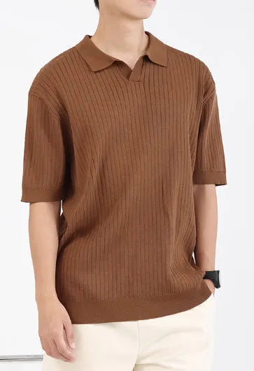 Men's Ice Silk short sleeve polo shirt with turn-down collar in apricot, regular fit, available in six colours