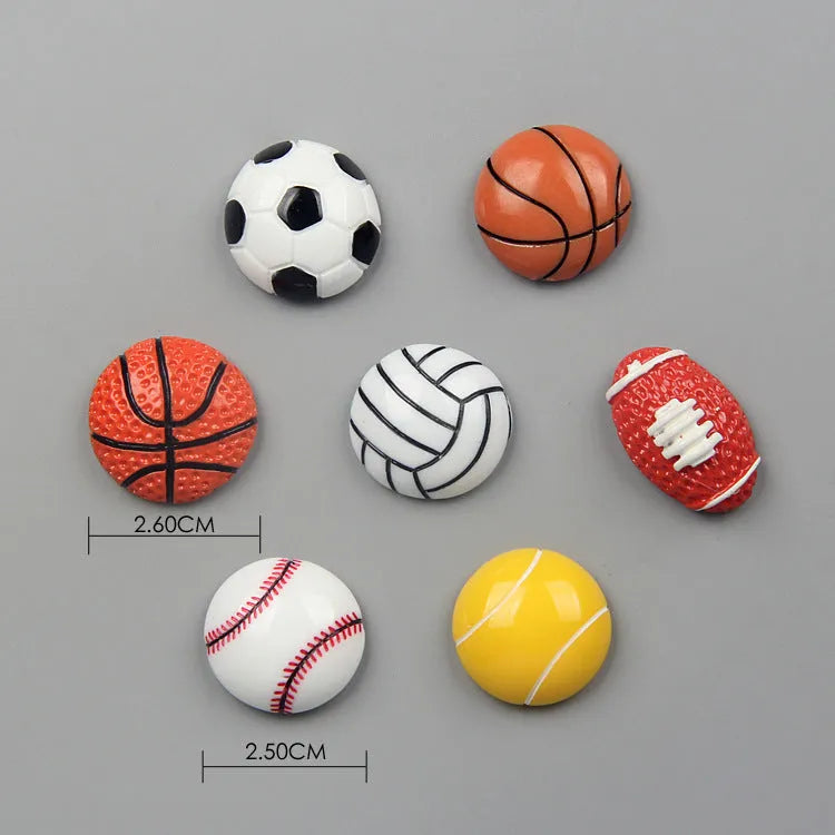 Cartoon creative sports ball decoration sticker magnetic refrigerator magnet resin 2.5cm baseball design