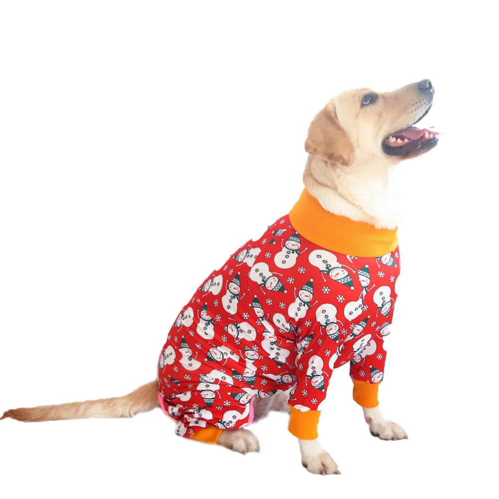 Cotton dog jumpsuit with cute printed design showing front view on mannequin