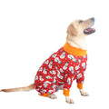 Cotton dog jumpsuit with cute printed design showing front view on mannequin