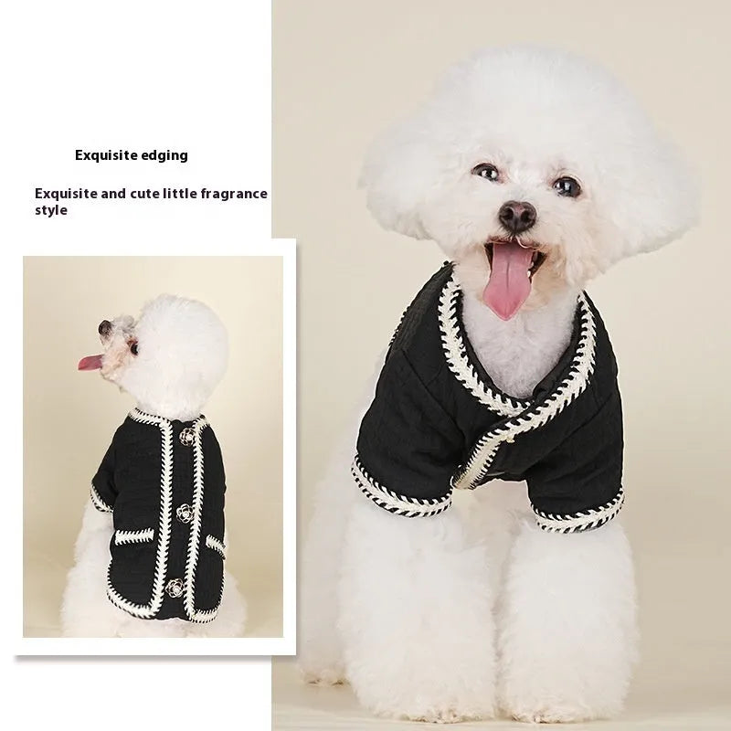 Quilted cartoon style pet coat for dogs or cats in light purple colour