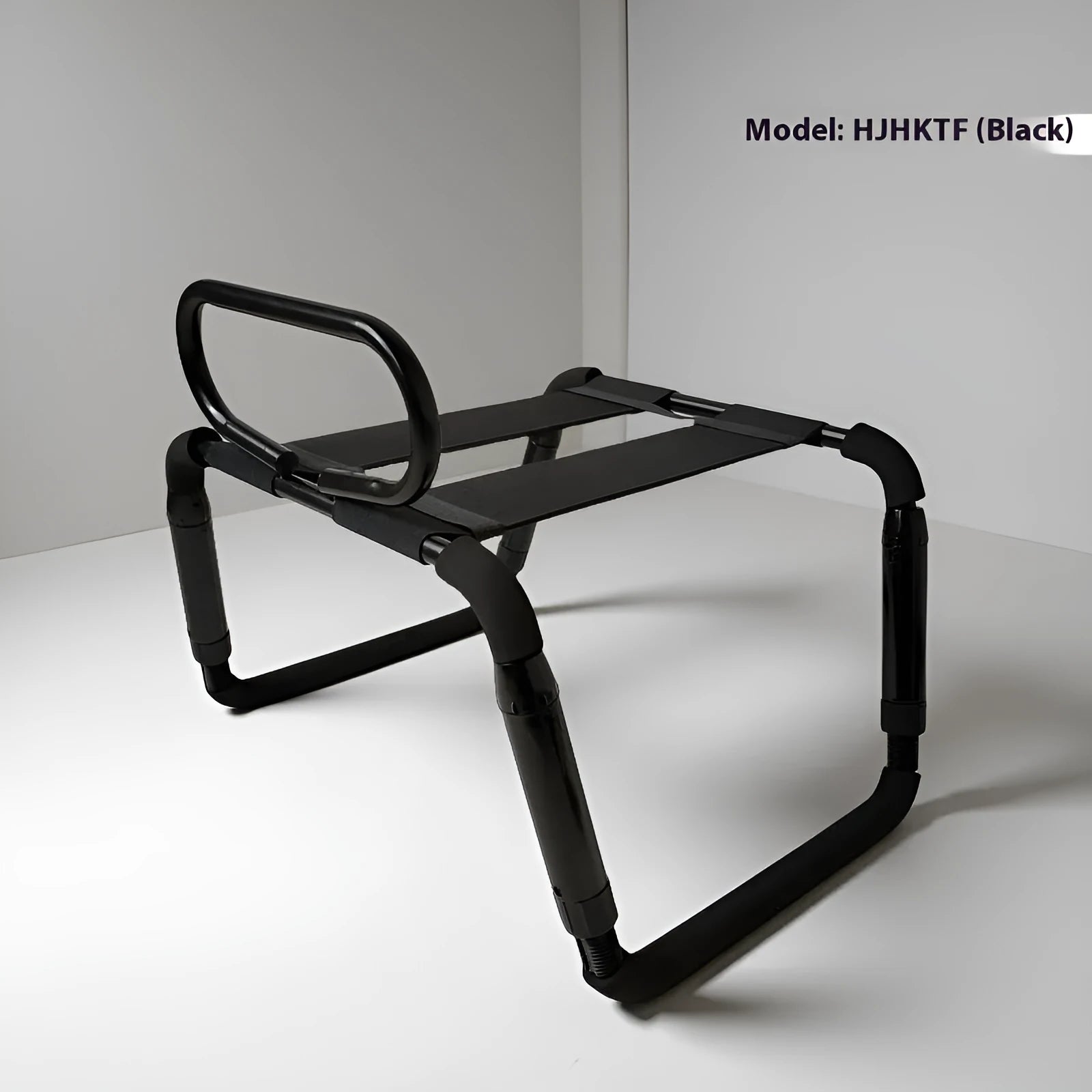 Height adjustable black sex chair with armrest and waterproof surface for couples