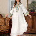 White long sleeve long skirt Dubai Arabic robe or kaftan for women.