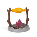 Large barbecue-themed tumbling cat feeder toy on floor, dimensions 30cm by 30cm by 29cm.