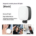 Black and white mobile phone magnetic selfie fill light with adjustable colour temperature and brightness control