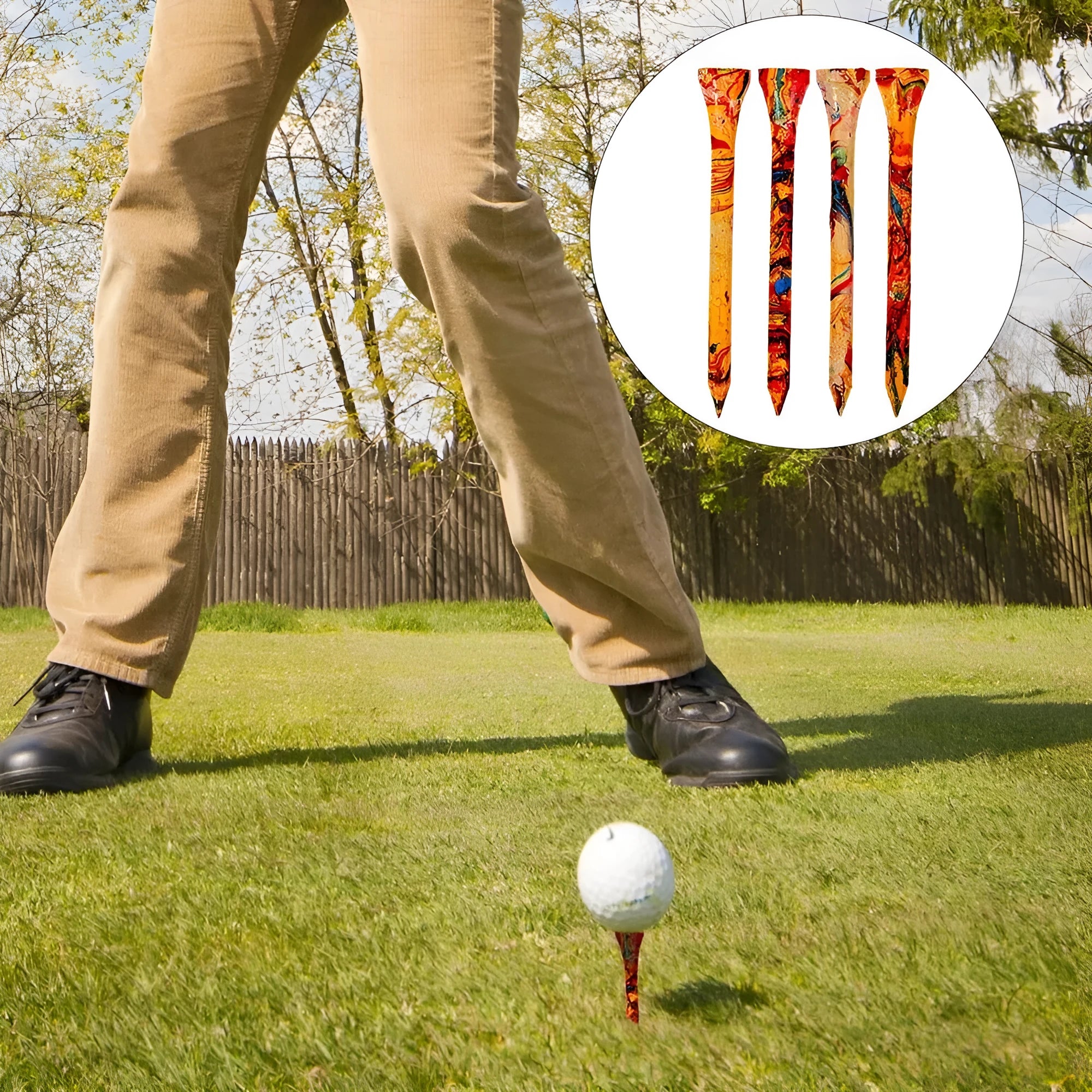 Colourful 70mm golf ball holders in Hemu material for practice sessions