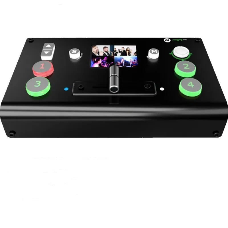 RGBLINK 4-way HDMI multi-format video switcher with TFT screen and T-Bar switch on front panel