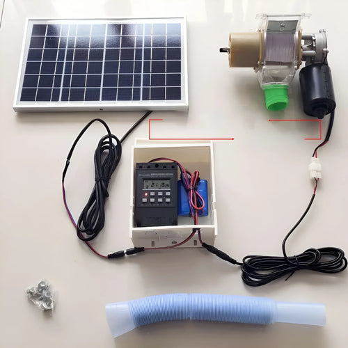 Automatic chicken feeding machine with solar panel and waterproof caisson housing for poultry farms