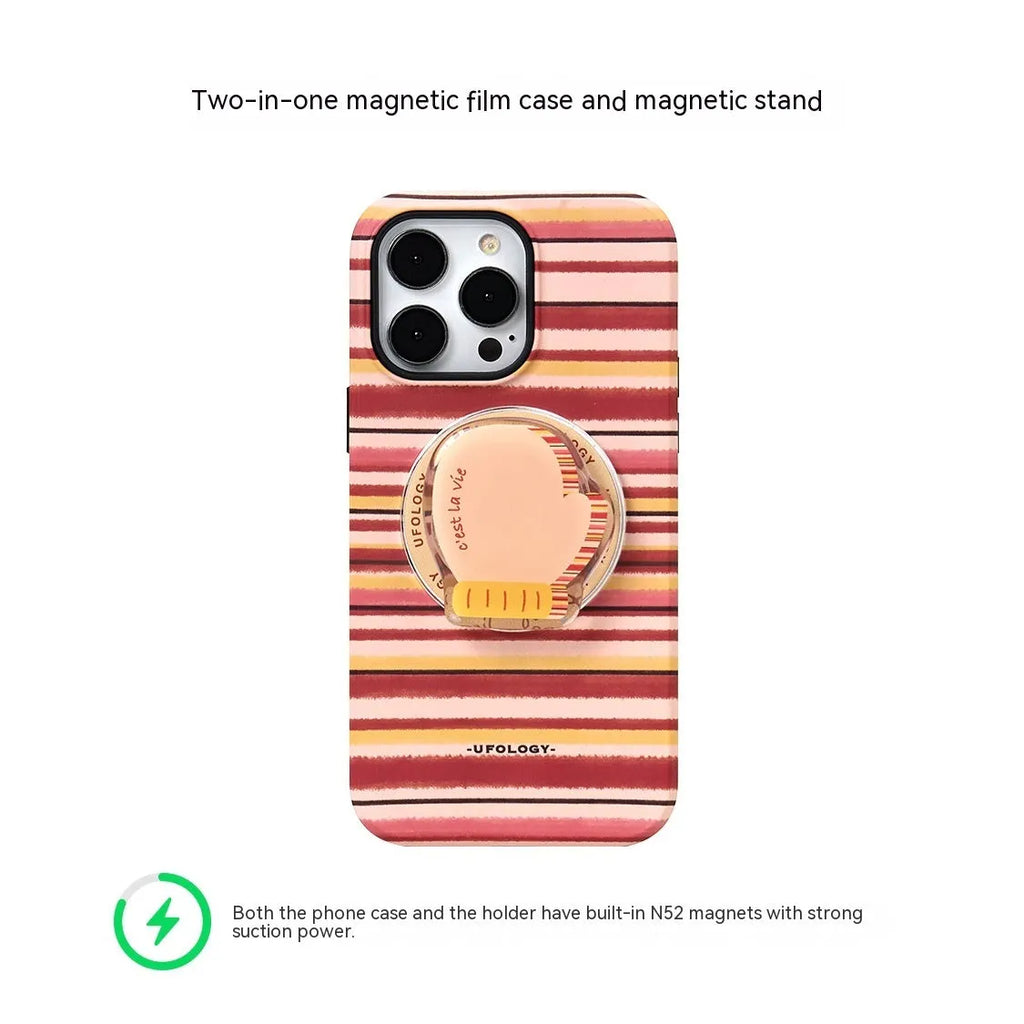 Magnetic phone case holder for iPhone 15 Pro Max TPU two-in-one shell matte finish with bracket