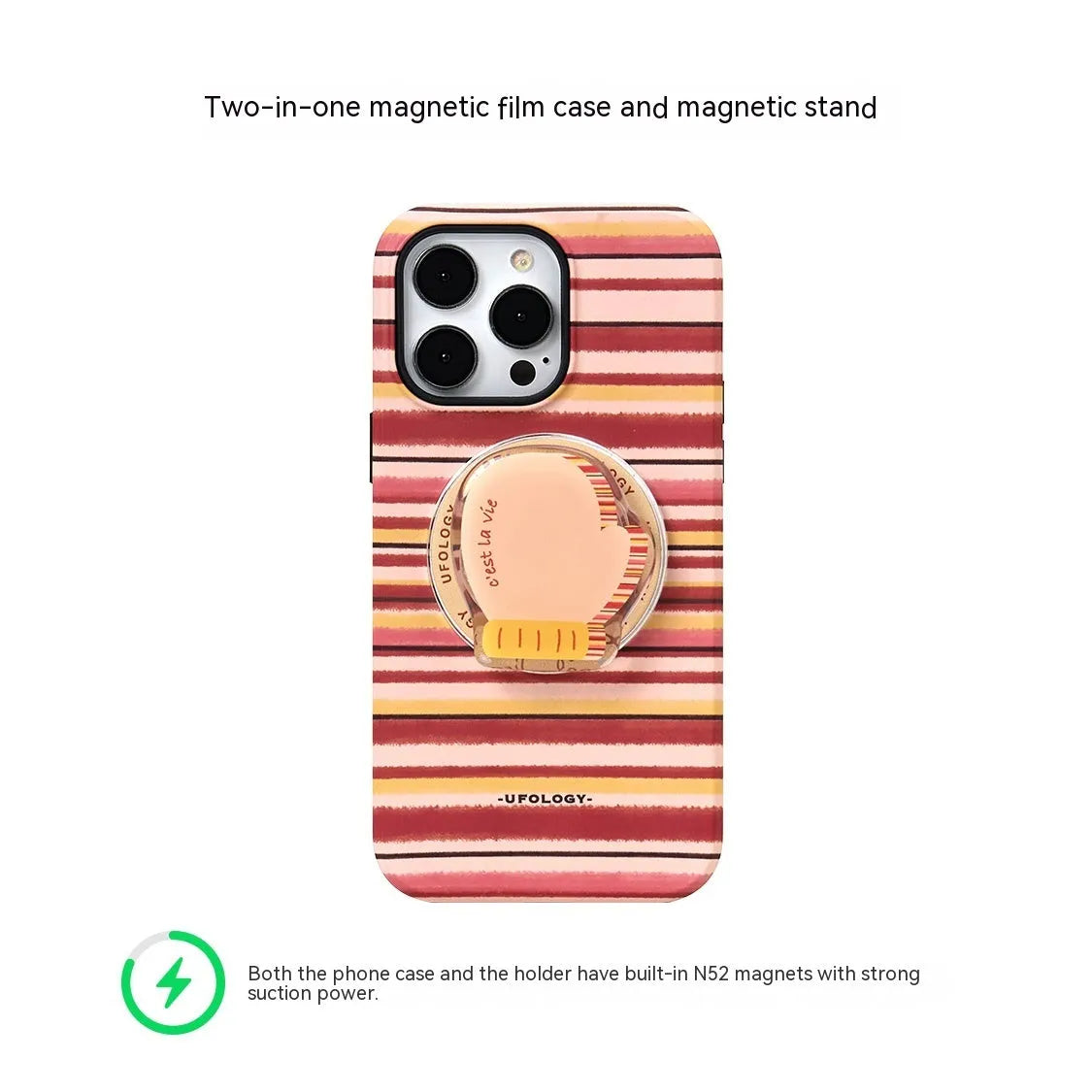 Magnetic phone case holder for iPhone 15 Pro Max TPU two-in-one shell matte finish with bracket
