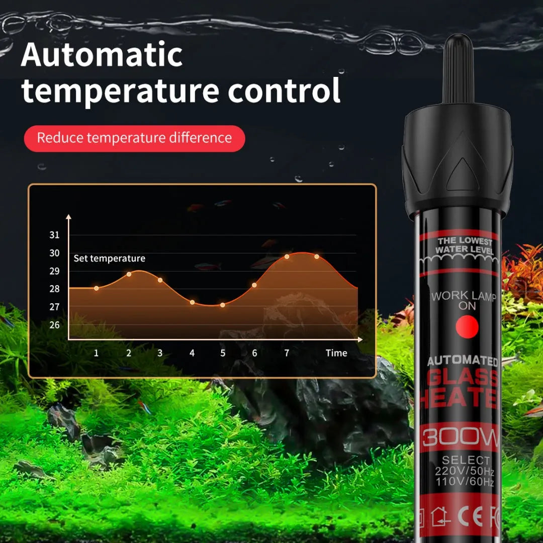 Fish tank glass pipe heater quartz thermostat submersible for aquarium fresh and sea water 100W