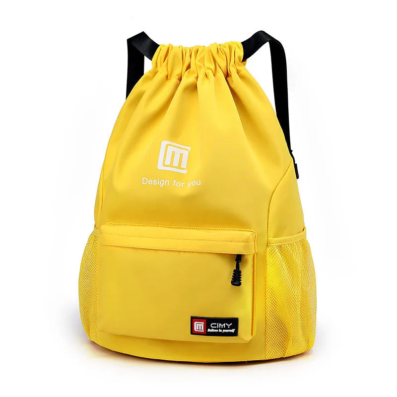 Oxford fabric drawstring backpack in multiple colours with foldable design and shoulder straps