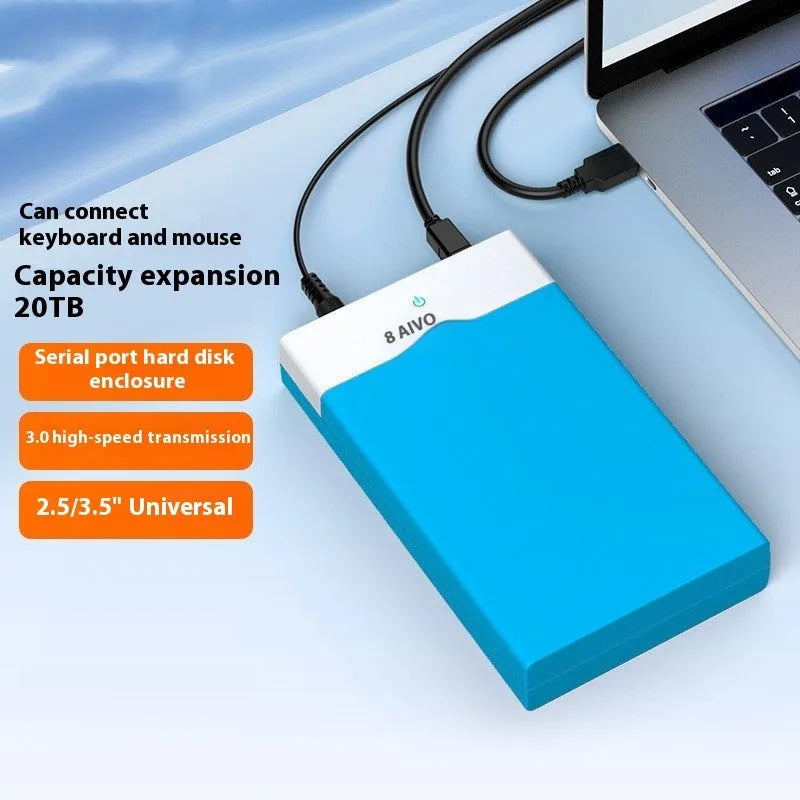 USB 3.0 hard disk enclosure for 3.5 inch SATA drives with sliding cover and multiple colour options