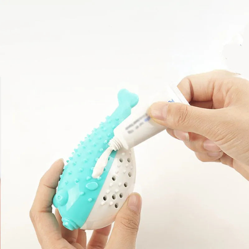 Mint Toys blue silicone fish-shaped cat chew toy with grabbing design for interactive play