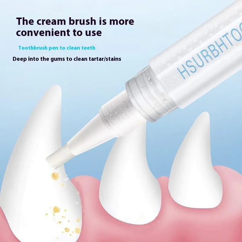 Plastic dog toothbrush pen with integrated toothpaste reservoir for dental cleaning