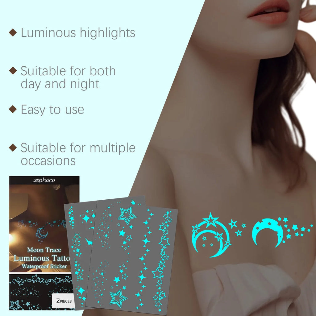 Luminous glow in the dark tattoo stickers with party ball design for temporary body art
