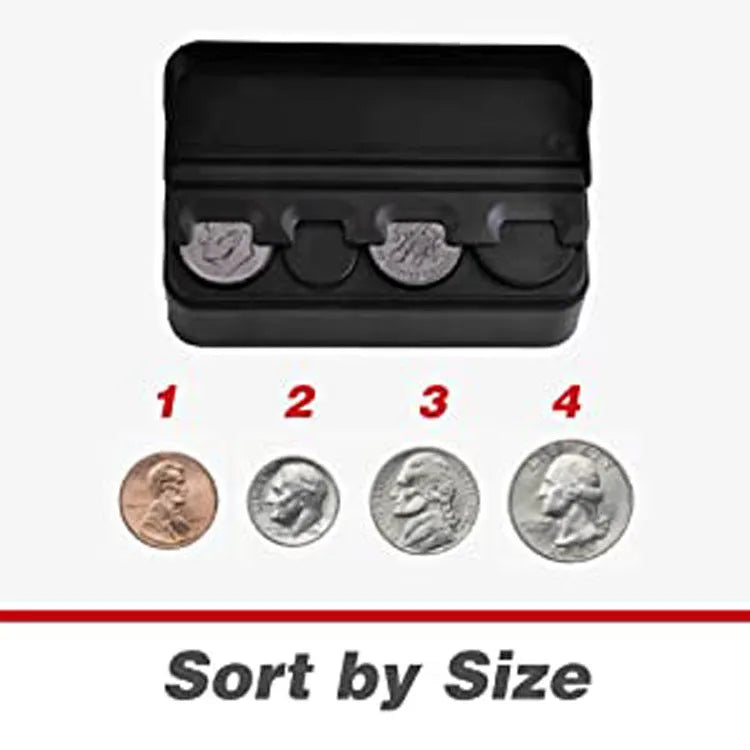 Black plastic car coin box 4.2x3.6x11.5cm with solid colour finish