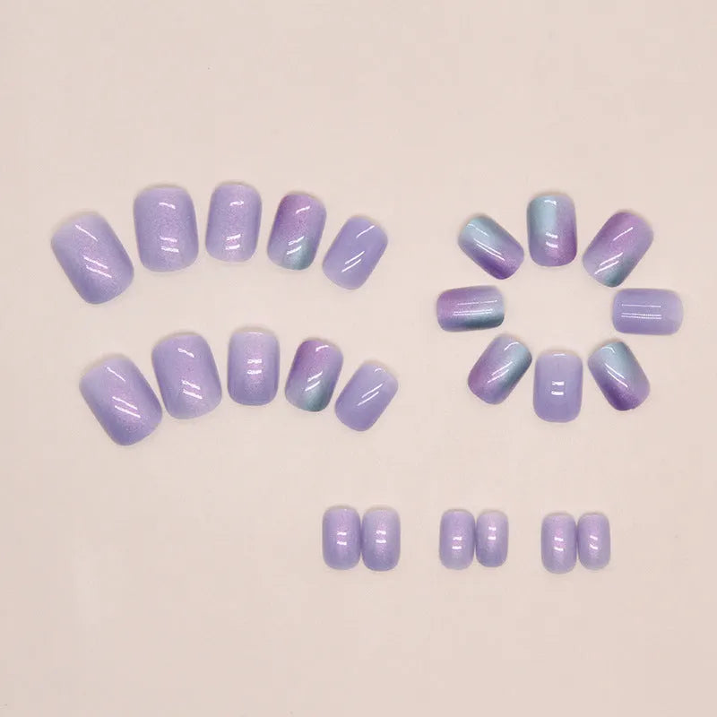 Aurora false nails short style with starry sky pattern bright starry sky colour 24 piece set