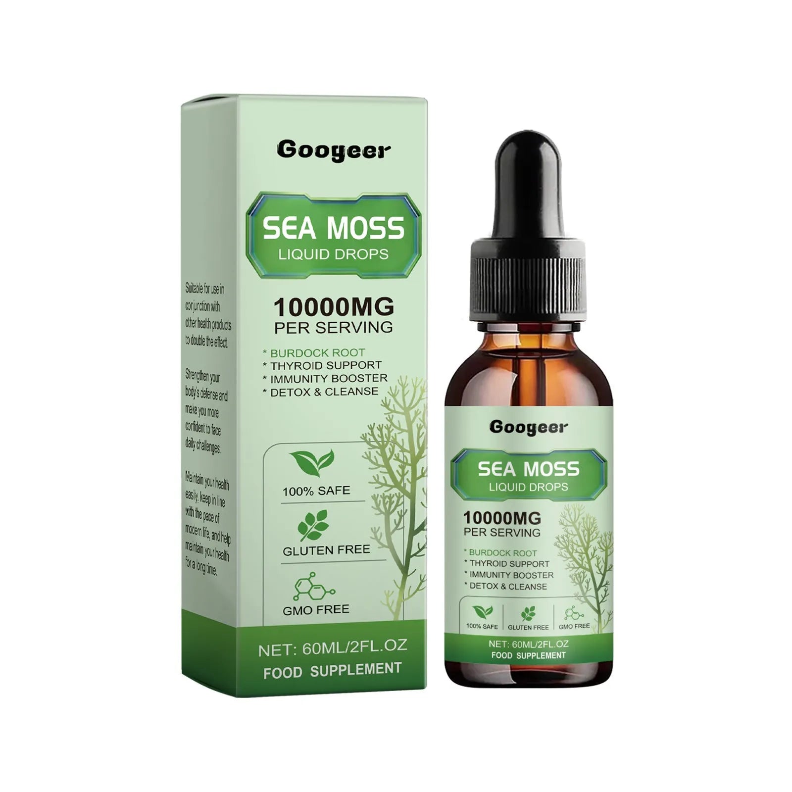 Sea moss liquid drops 60ml body treatment bottle with traditional Chinese medicine extract