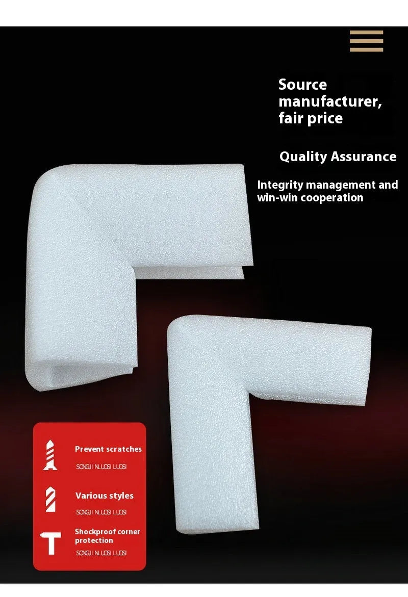 Pearl cotton corner protector strip with 10mm slot for furniture edge safety