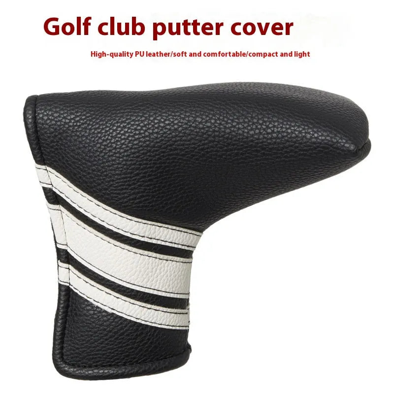 Black PU leather golf club head cover sleeve for protecting a push rod.