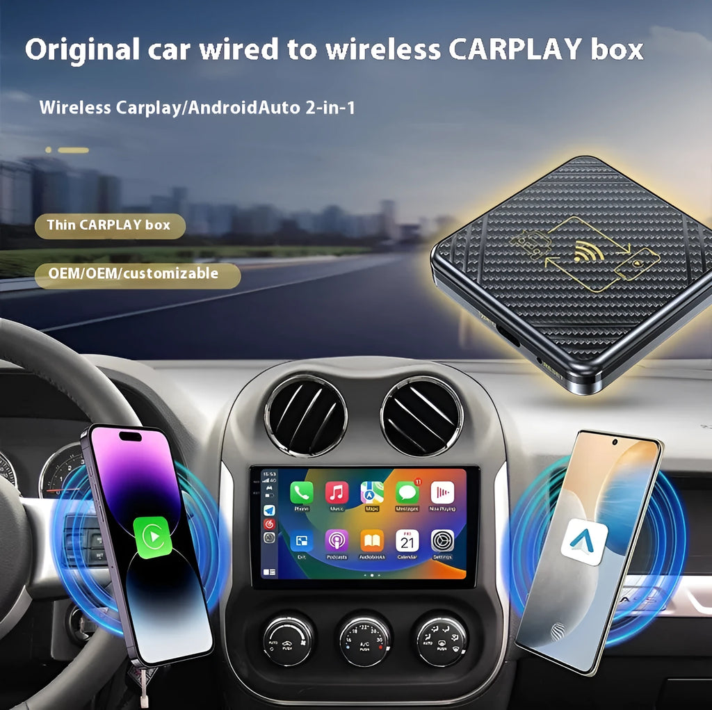 Wireless CarPlay and Android Auto adapter box for car USB interface connection