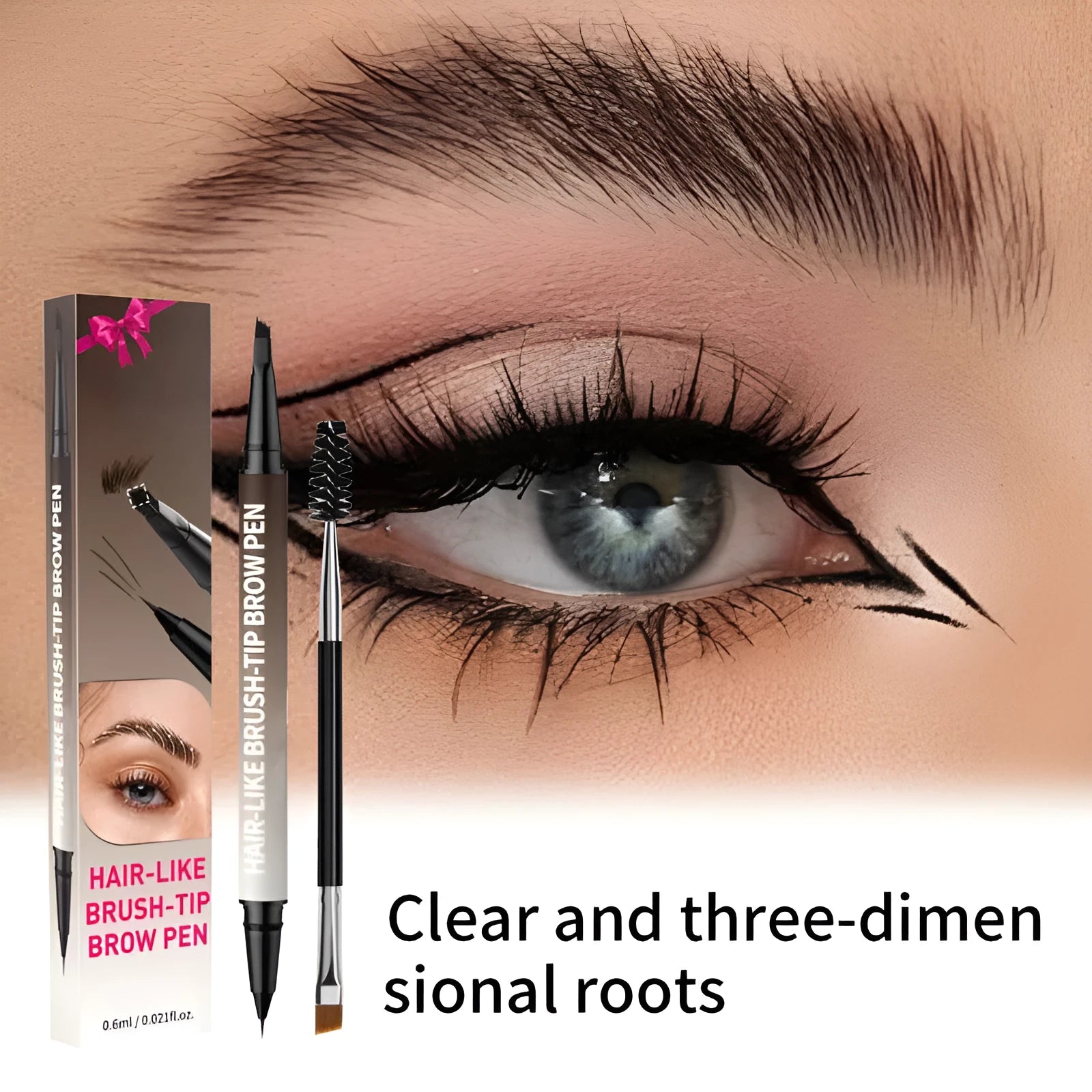 Waterproof double-headed eyebrow pencil with pencil and powder ends in five shades