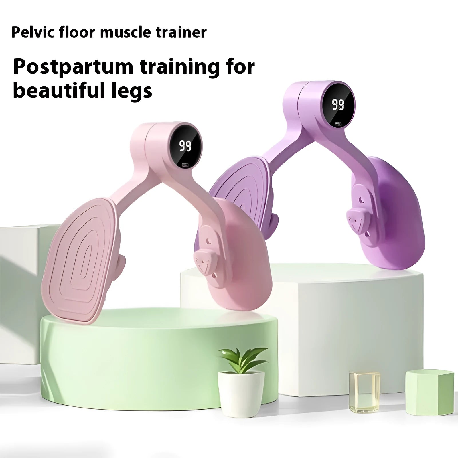 Pink and purple 3-gear pelvic floor muscle trainer for postpartum recovery.