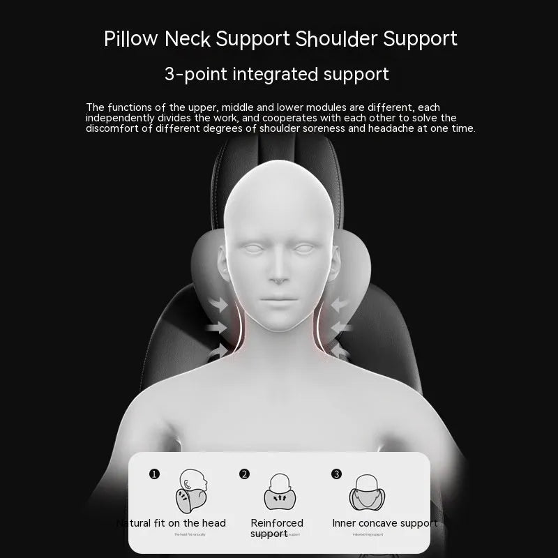 Memory foam car lumbar support pillow shown in grey with matching headrest