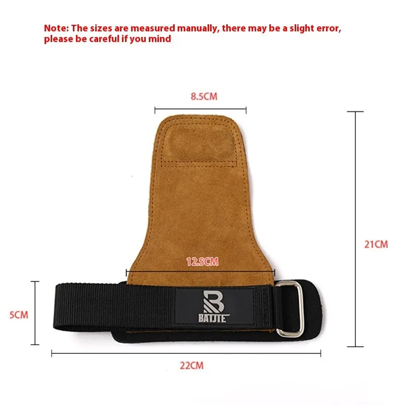 Brown neoprene wrist protectors with adjustable strap, shown on a pull-up bar.