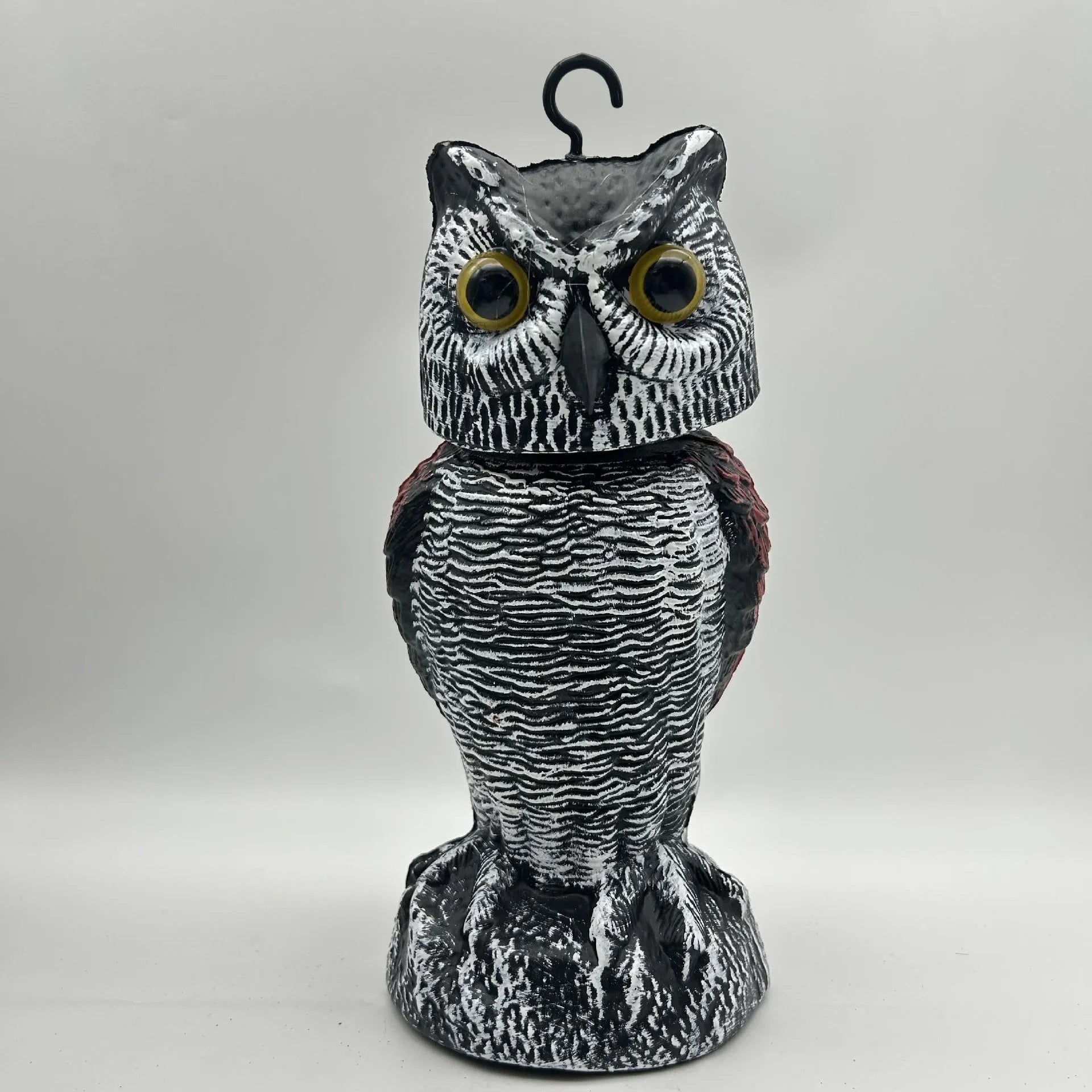 Artificial owl bait ornament with shaking head, made from white PE plastic, showing round ear design.