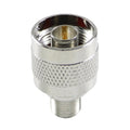 Silver metal RF coaxial F-head converter with threaded connection, 3x1.8cm