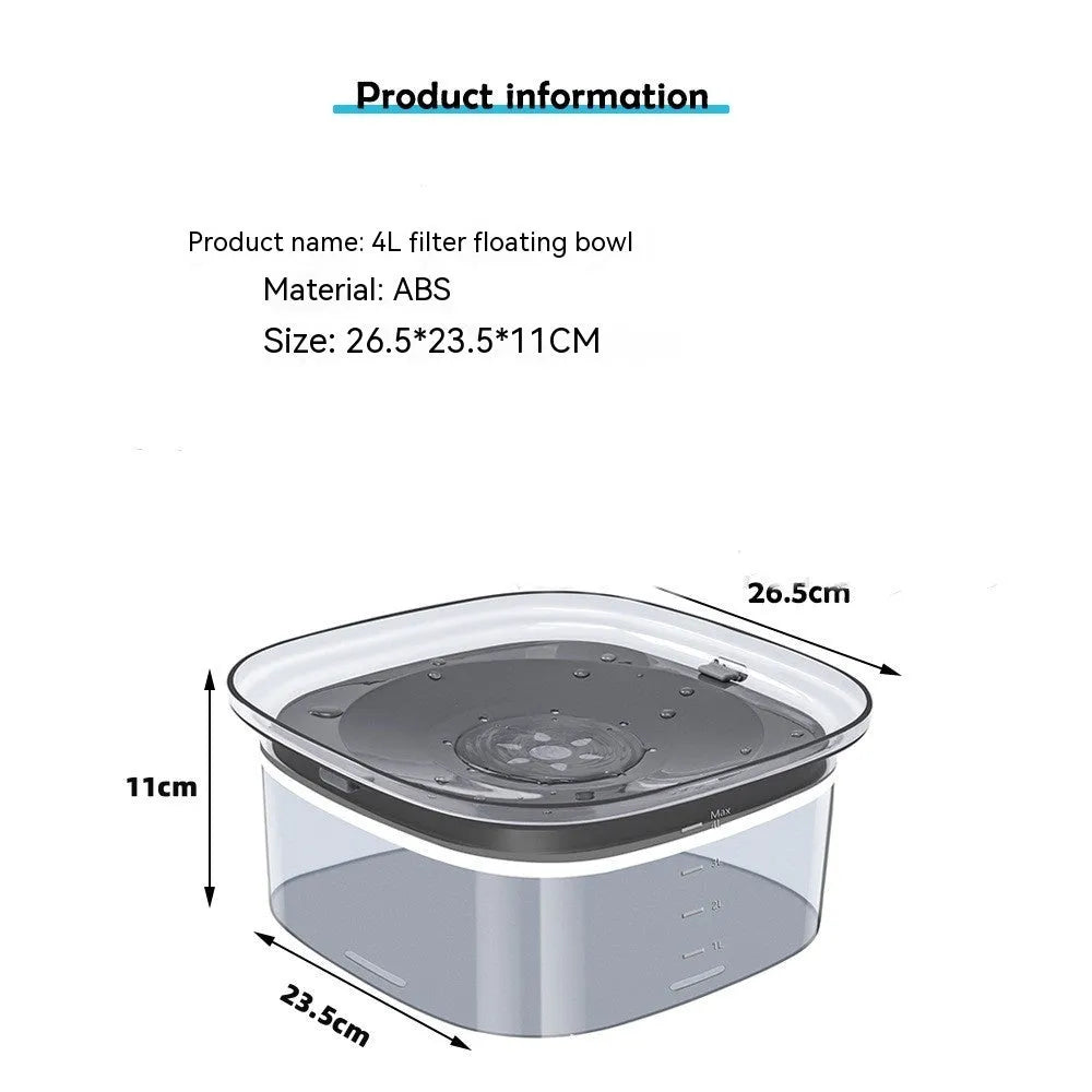 Transparent 70oz anti-spill slow drinking dog water bowl with floating disk on non-slip base