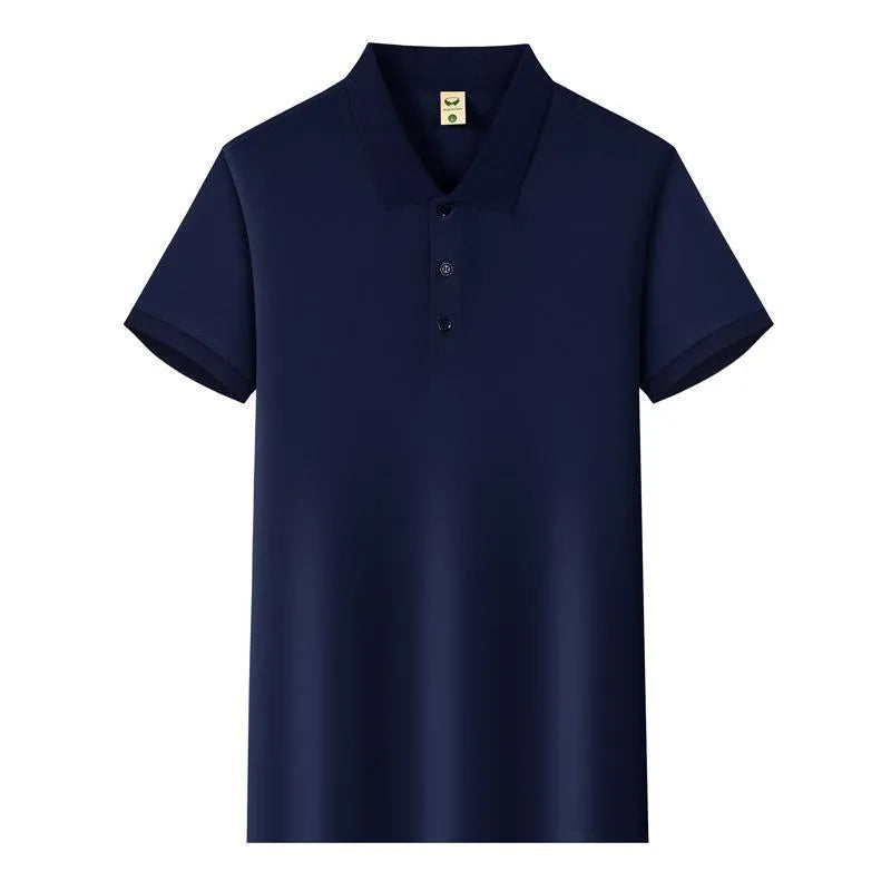 Men's short sleeve business shirt in ice silk fabric with lapel collar available in multiple colours