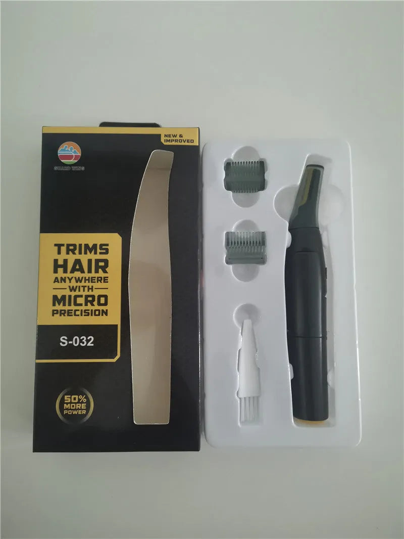 Grey ABS electric hair catcher for men with floating cutter head and dry battery power, in colour box