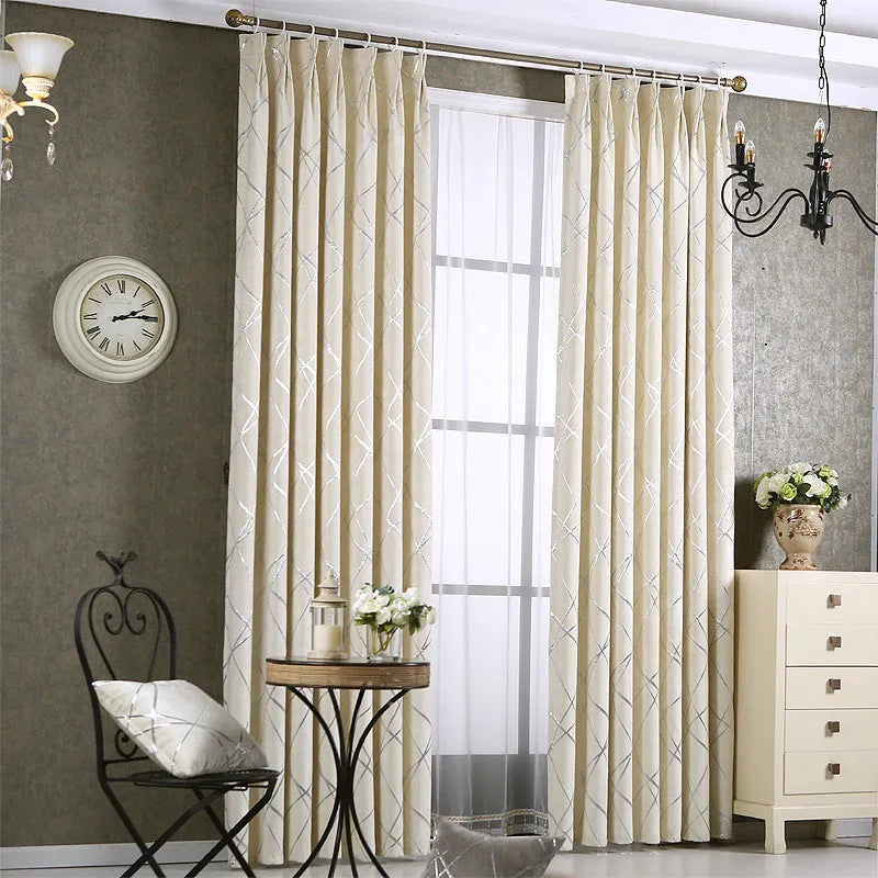 Modern chenille blackout curtain in solid colour with jacquard texture