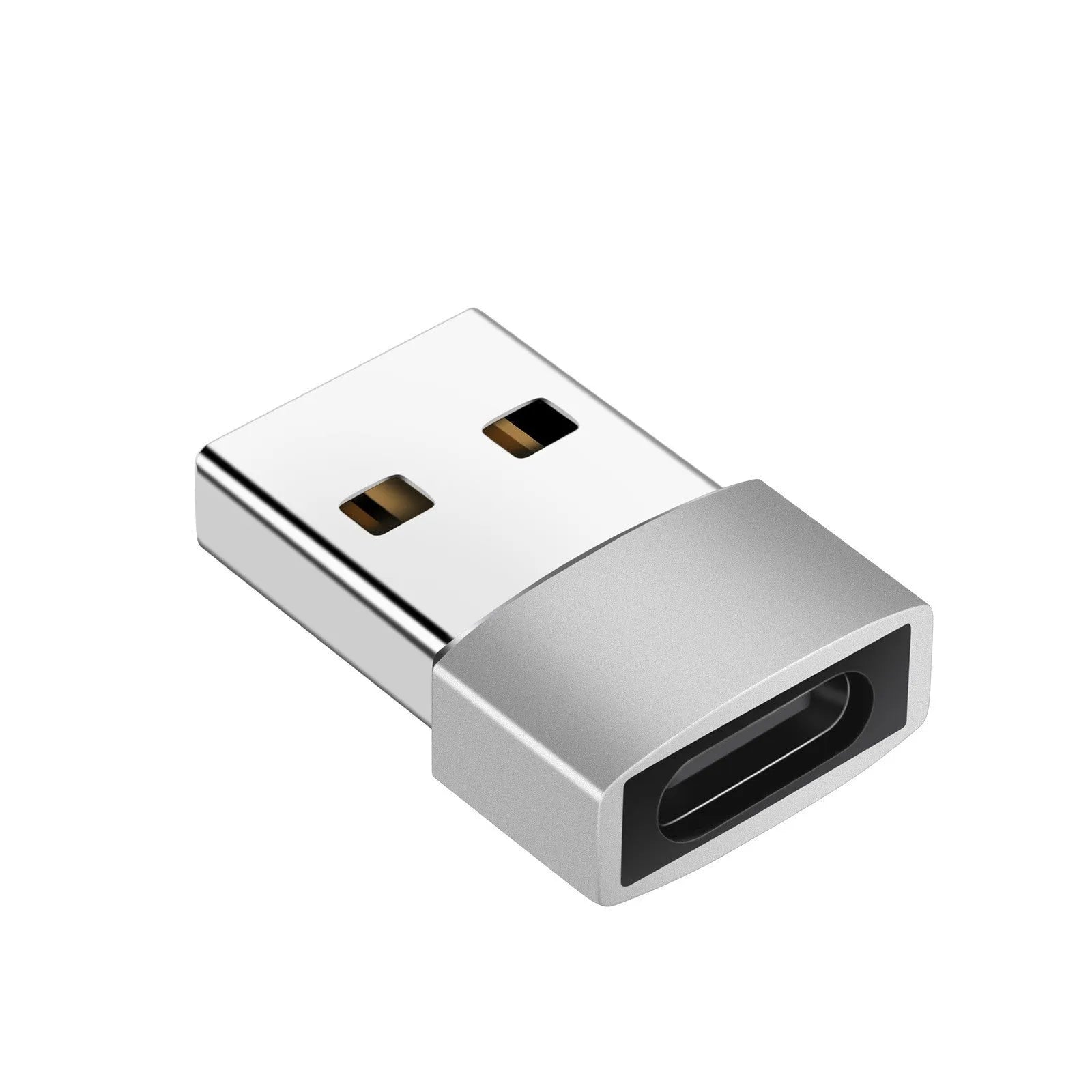 USB to Type-C adapter showing Type-C female and USB male connectors in black colour option