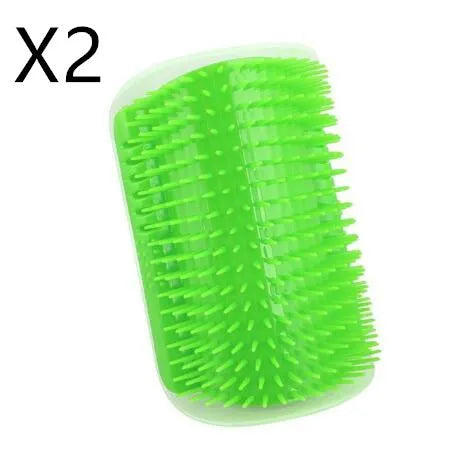 Cat self-grooming brush with mint pad, blue colour, 9x13cm size, on light background