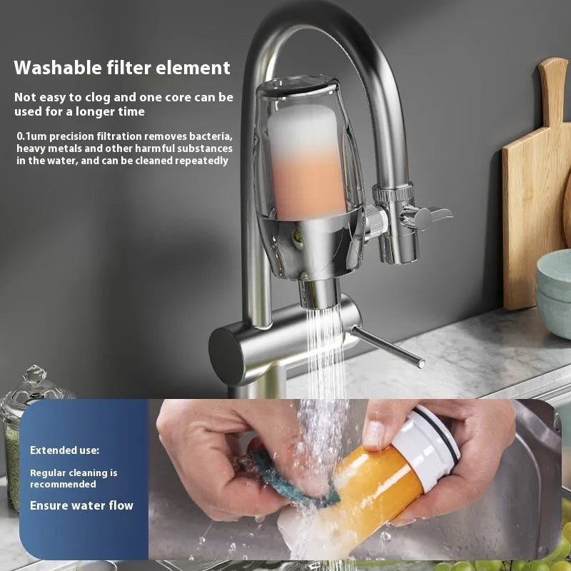 Ceramic water filter element for faucet mounting for direct drinking water.