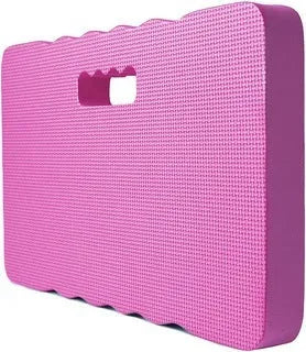 Blue EVA foam garden kneeler mat on grass, showing its 45cm length and 4cm thickness for kneeling comfort.