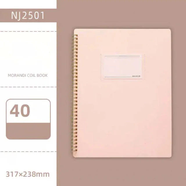 Morandi colour A4 coil file folder with transparent display sheets in blue colour option