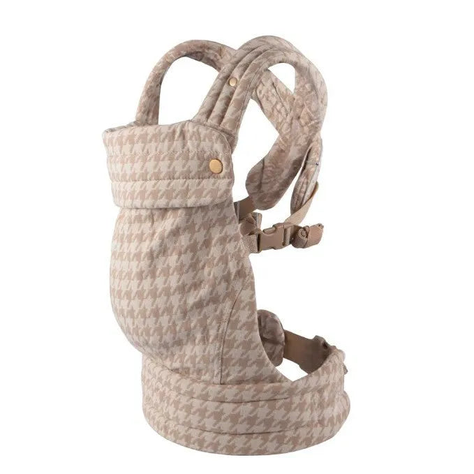 Baby carrier in champagne houndstooth with adjustable shoulder strap, free size, for ages 0-4 years