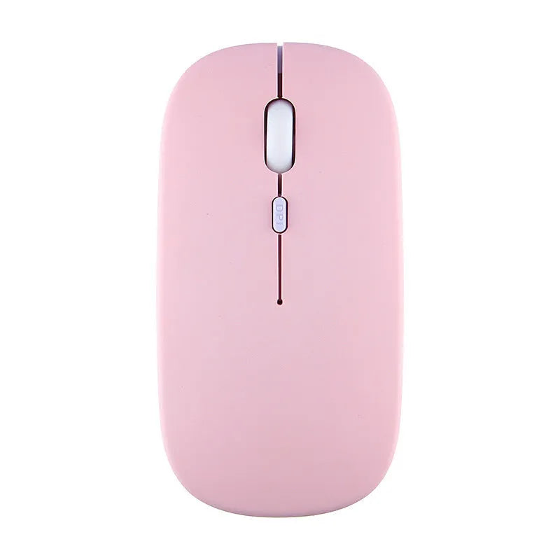 Candy wireless Bluetooth mouse in pink, ergonomic shape, 1200dpi, silent buttons, on a white desk