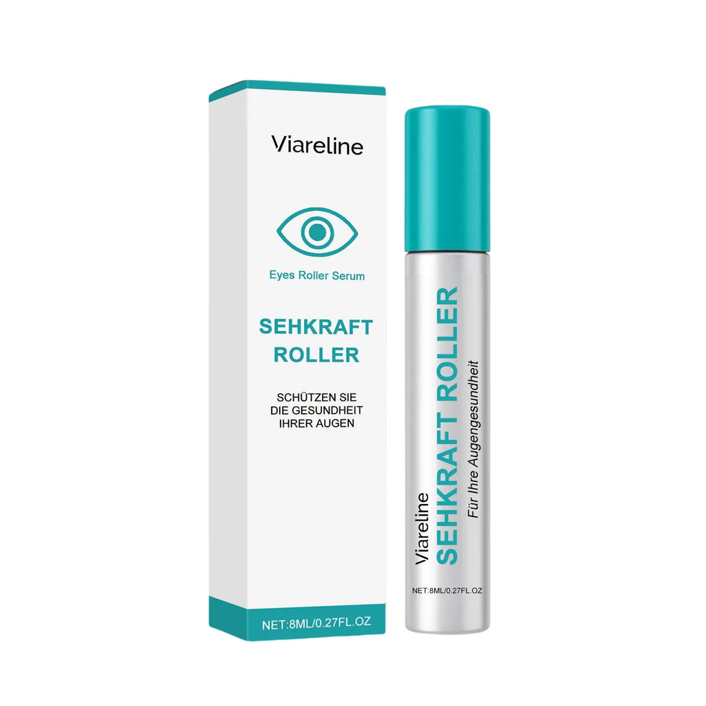 A single white eye care ball for cooling massage, labelled 8ml, containing mentha piperita extract.