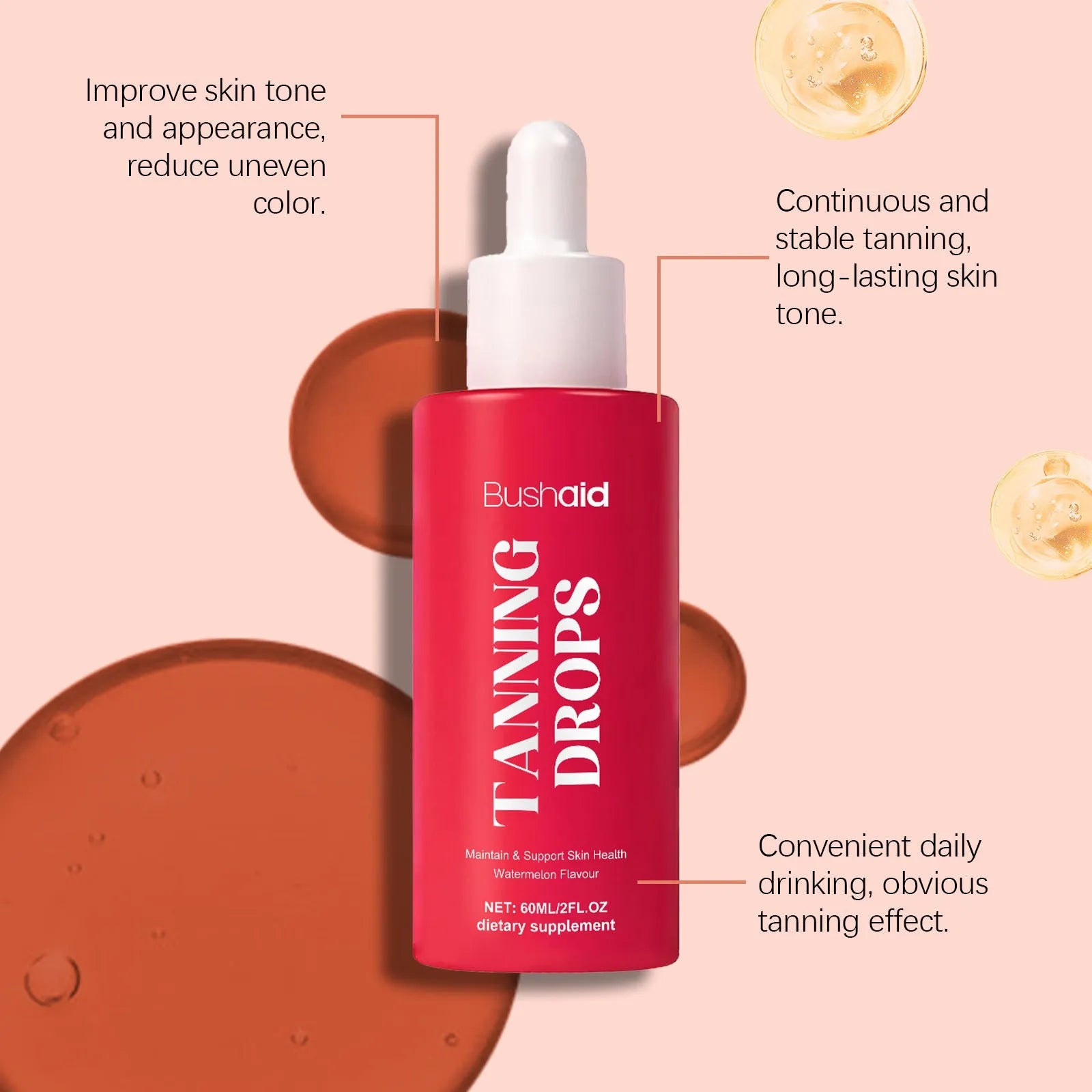 60ml bottle of Natural Beauty Black Drops skin serum with a droplet dispenser