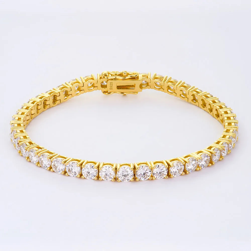 S925 silver moissanite full set bracelet with geometric square and hexagonal star design on a plain background
