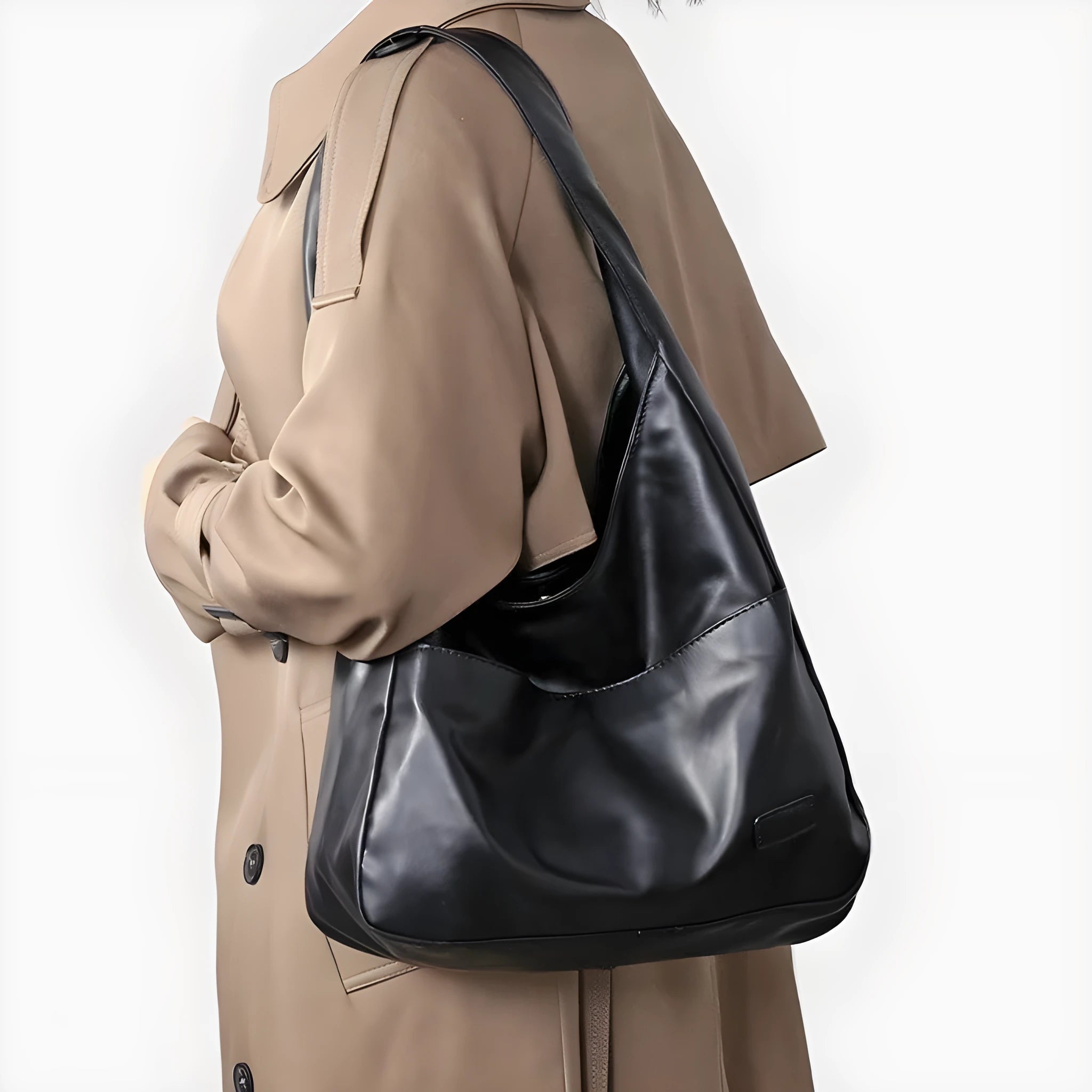 Women's European-American retro PU leather shoulder bag in horizontal square design